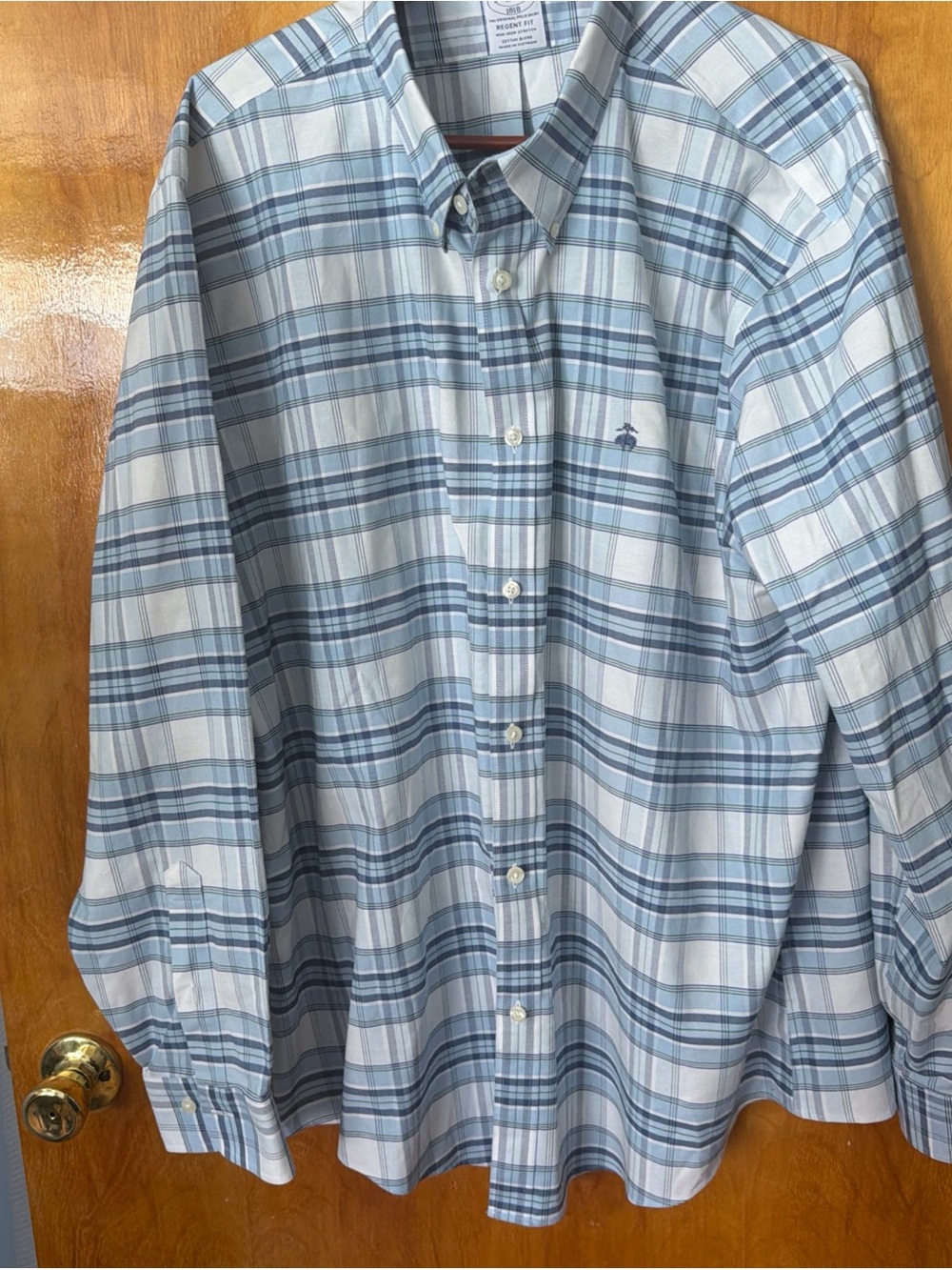 Brooks brothers  1818 original polo shirt Light Blue Plaid Button-Down Shirt xxl